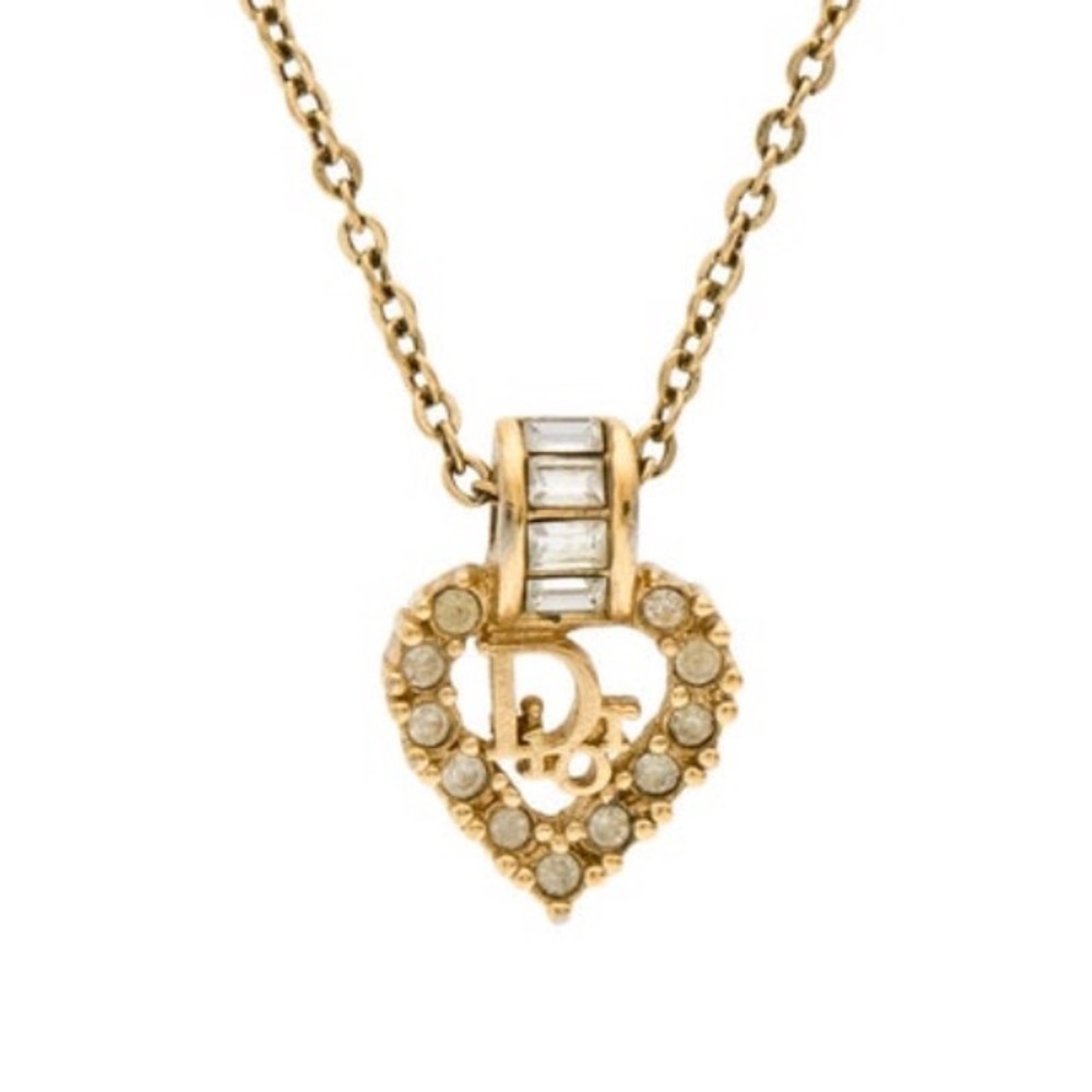 Vintage DIOR heart necklace gold tone Christian Dior necklace pendant necklace - Picture 3 of 15